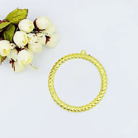 Christmas Plastic Wreath Circle Pendants Gold Silver Twisted Rope Design DIY Holiday Decoration Wreath Accessories