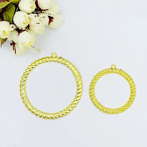 Christmas Plastic Wreath Circle Pendants Gold Silver Twisted Rope Design DIY Holiday Decoration Wreath Accessories