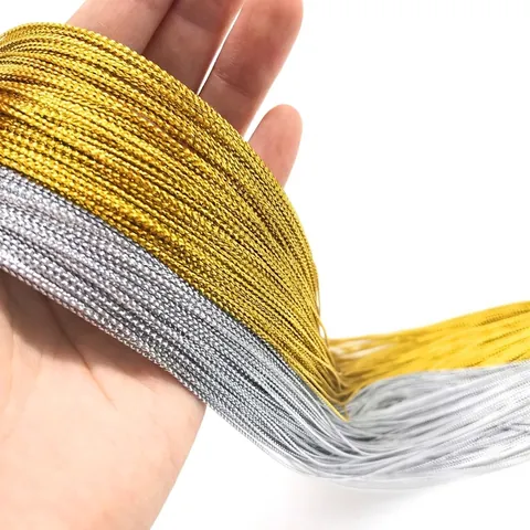 Braided Metallic Gold Silver Cord 8-Strand Non-Elastic Jewelry Packaging String Christmas Tag Rope for DIY Craft Gift Wrap