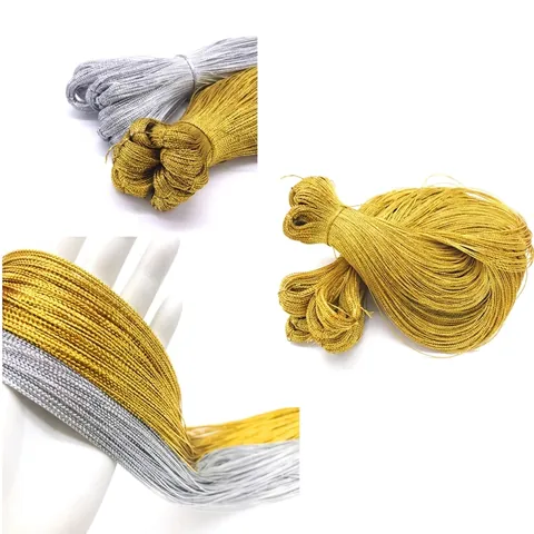 Braided Metallic Gold Silver Cord 8-Strand Non-Elastic Jewelry Packaging String Christmas Tag Rope for DIY Craft Gift Wrap