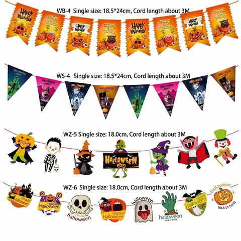 Halloween Cartoon Banner Garland Hanging Decoration Ghost Pumpkin Monster Ornaments Party Supplies For Hotel Mall Bar KTV