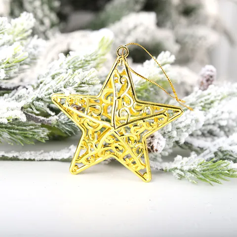 Addobbi a Stella per Albero di Natale Stelle Pentagramma Traforate 3D Galvanizzate Decorazioni Appese per Feste