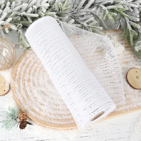 DIY Ruban en Maille Déco pour Arbre de Noël en Plastique PP pour Emballage de Fleurs Fabrication de Guirlandes 10 Yards Maille Métallique