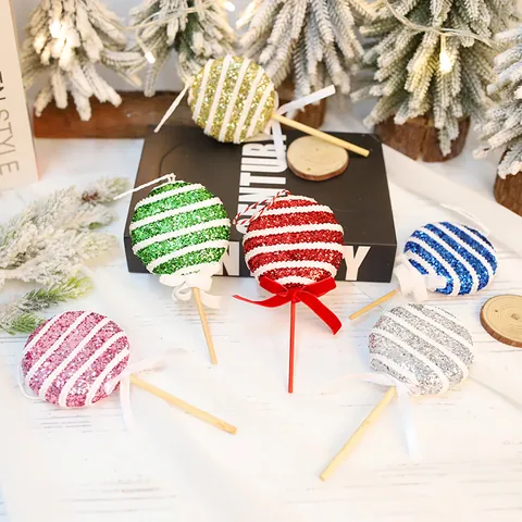Creative Glitter Foam Christmas Candy Lollipop Hanging Ornament 8x15cm Christmas Tree Decoration Props For Party Home Decor