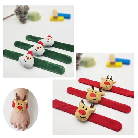 Cute Cartoon Plush Slap Bracelet For Kids Christmas Santa Claus Reindeer Fruit Strawberry Avocado Pineapple Slap Bands Party Favors Gifts