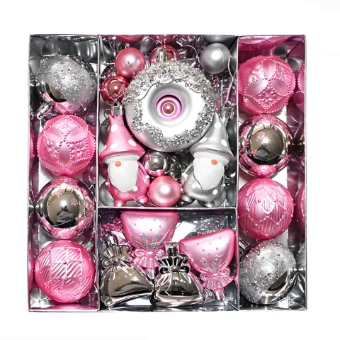 Painted Christmas Ball Ornament Donut Decoration Set Plastic Hanging Baubles For Christmas Tree Festive Party Home Decor