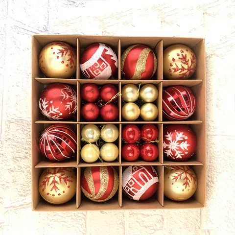 Christmas Decoration Ball Set 42pcs 44pcs Painted Glitter Christmas Tree Hanging Ornaments Gift Box Holiday Home Decor