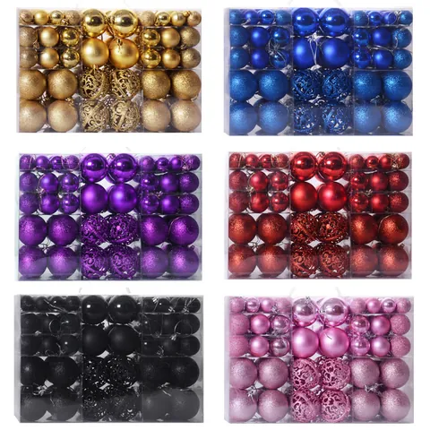 Mixed Size Christmas Decorative Balls Hollow Shiny Matte Glitter Baubles For Tree Hanging Holiday Party Ornaments