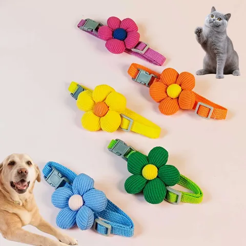 Adjustable Pet Collar Flower Design For Cats Small Dogs Cute Polyester Floral Neck Ring Pet Decorative Necklace Accessory