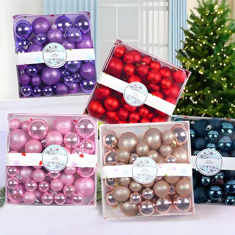 Christmas Ball Ornaments Set For Christmas Tree Decorations Plastic Multi-Size Glitter Matte Glossy Hanging Balls For Holiday Party Decor