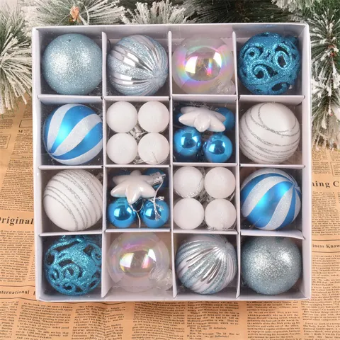 Plastic Christmas Ball Ornaments Painted Glitter Matte Baubles For Christmas Tree Decoration Party Home Holiday Decor