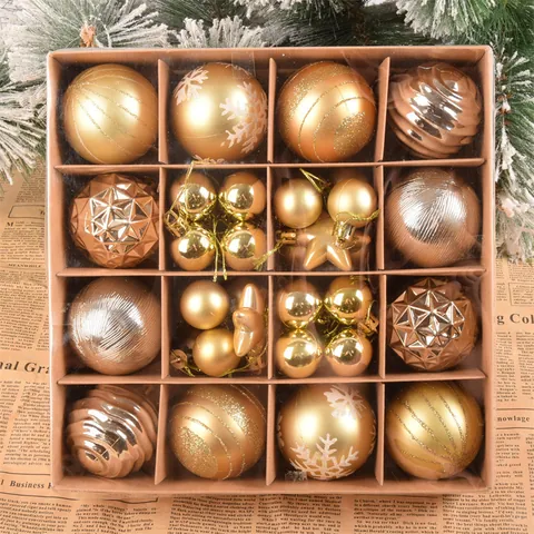 Christmas Decoration Ball Set 42pcs 44pcs Painted Glitter Christmas Tree Hanging Ornaments Gift Box Holiday Home Decor