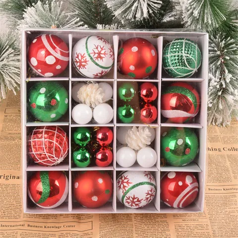 Plastic Christmas Ball Ornaments Painted Glitter Matte Baubles For Christmas Tree Decoration Party Home Holiday Decor