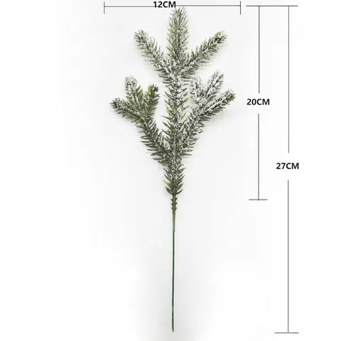 Artificial Christmas Pine Needle Branch 9-Headed 3D Snowy Pine Pick For DIY Wreath Garland Home Xmas Table Decor Accessories