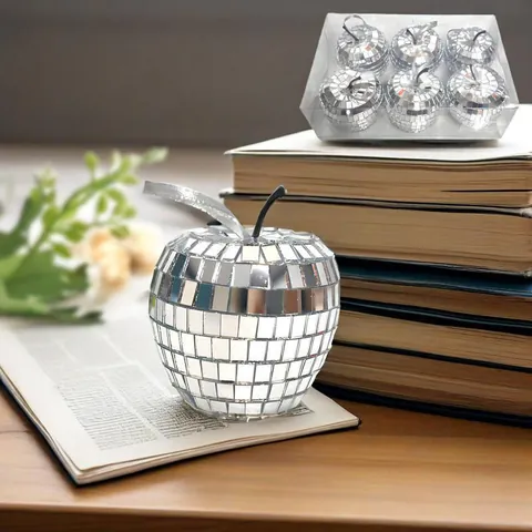 Disco Mirror Ball Apple Decoration Glass Mirror Patch Christmas Hanging Ornaments For Stage Party Venue Layout Props