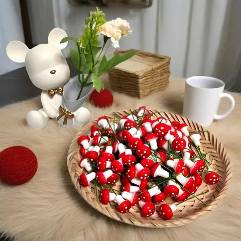 Miniature Simulation Foam Red Mushroom Micro Landscape Ornament For Garden Potted Plant DIY Craft Christmas Decor Accessory