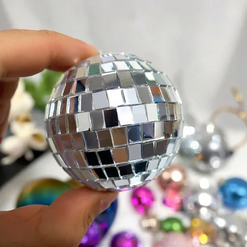 Reflective Mirror Glass Disco Ball Mini Hanging Ornaments Colorful Party Decor Cake Topper For Wedding Birthday Celebration