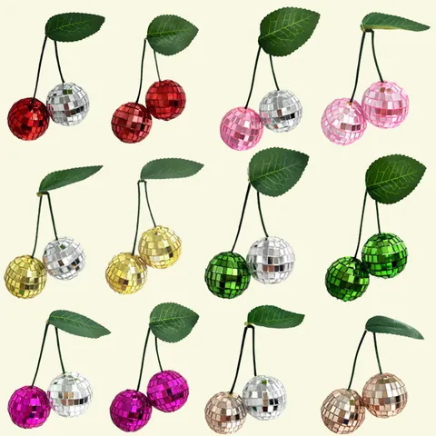 Disco Ball Cherry Hanging Ornament Reflective Mirror Fruit Shaped Pendant For Birthday Christmas Party Home Decoration