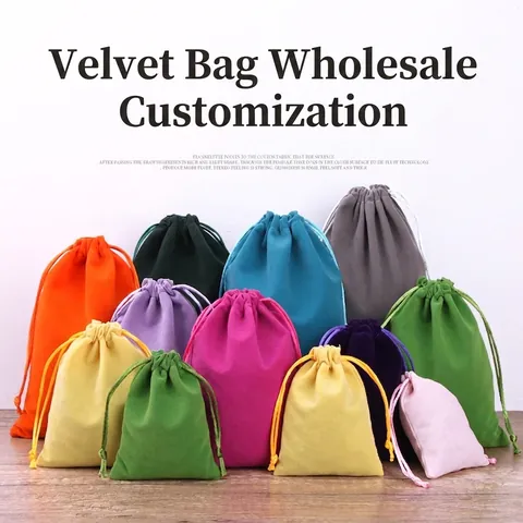 Velvet Drawstring Jewelry Bags Soft Flannel Gift Pouch For Necklaces Bracelets Rings Small Storage Packaging Bag For Wedding Party Gift