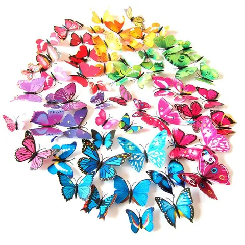 3D Artificial Butterfly Wall Stickers PVC Simulation Butterfly Fridge Magnets DIY Home Mural Decoration for Kids Nursery
