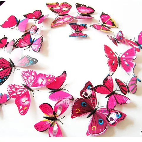 3D Artificial Butterfly Wall Stickers PVC Simulation Butterfly Fridge Magnets DIY Home Mural Decoration for Kids Nursery