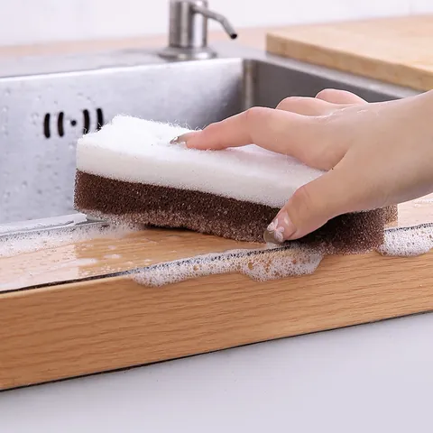 Japanese Cartoon Cat Shaped Dishwashing Cleaning Sponges Three-Layer Composite Scouring Pad Kitchen Cleaning Sponges Tool