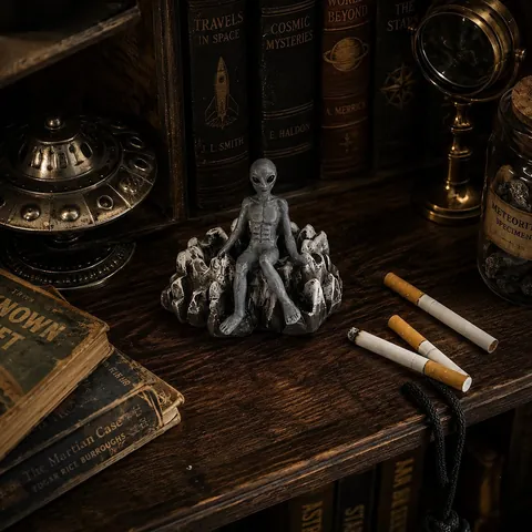 Halloween Dark Gothic Resin Skeleton Ashtray Skull Figurine Horror Alien Statue Table Ornament Party Scene Decor Prop