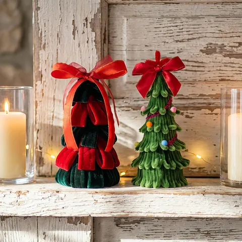 Mini Christmas Tree Desktop Ornament Chenille Pipe Cleaners DIY Handmade Holiday Decoration Christmas Scene Layout Gift Desk Decor
