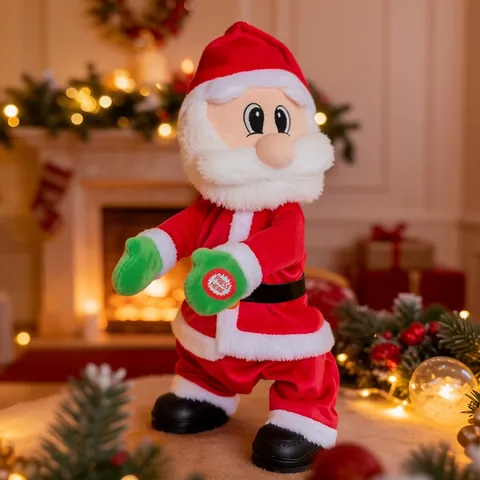 Electric Music Dancing Santa Claus Toy Shaking Hip Santa Ornament Fabric Holiday Decor For Christmas Party Kids Gift