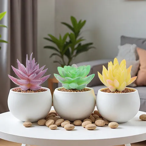 Plantas Suculentas Artificiales Realistas de Plástico en Maceta Mini Verdor Falso Para Decoración de Oficina Hogar Escritorio Ornamentos