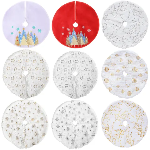 Mini Plush Fabric Christmas Tree Skirt Red Black Plaid Tabletop Holiday Tree Base Mat For Party New Year Home Decorations