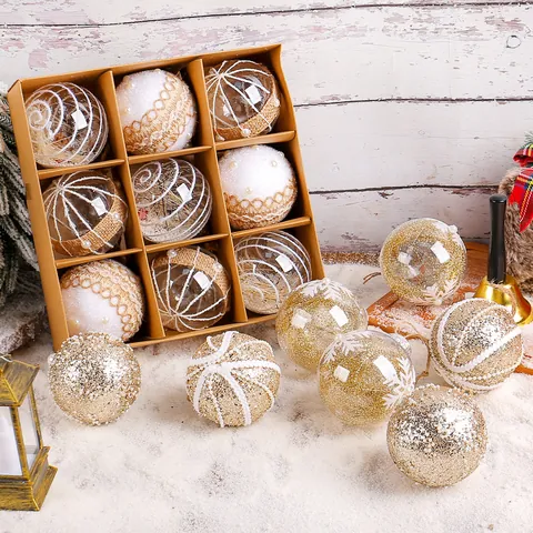 Weihnachtsbaumkugeln Kunststoff Jute Künstliche Perlen Glitzer Rentier Schneeflocke Hängende Dekoration Für Festliche Feiertage Haus