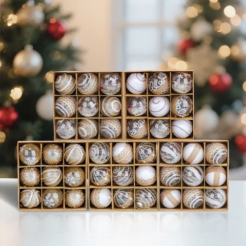Weihnachtsbaumkugeln Kunststoff Jute Künstliche Perlen Glitzer Rentier Schneeflocke Hängende Dekoration Für Festliche Feiertage Haus