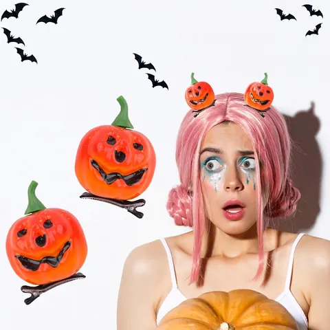 Halloween Pumpkin Hair Clip Foam Jack-O-Lantern Headpiece For Party Costume Decorative Hairpin Accessories