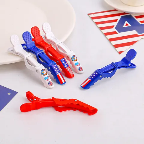 Pinzas para el Cabello de Cocodrilo con Bandera Americana Día de la Independencia Barras y Estrellas Accesorios Fiesta 4 de Julio Mujeres