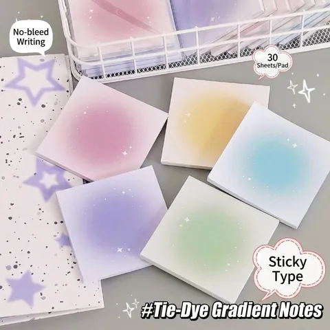 Notes Autocollantes Étoile Dégradé Blush Style INS Esthétique Carré Bloc-Notes Message Papeterie Matériau Papier Étudiants