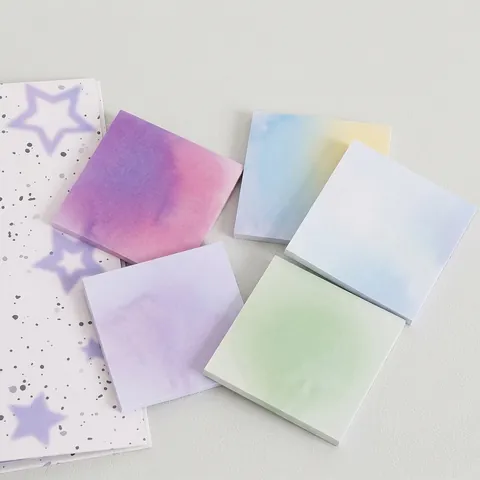 Blush Gradient Star Sticky Notes INS Style Aesthetic Square Adhesive Memo Pad Message Stationery Material Paper For Students