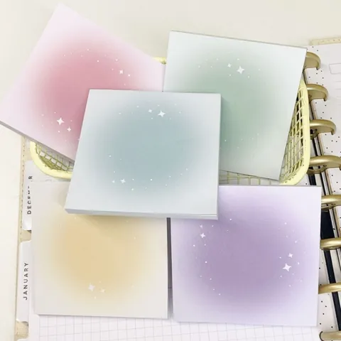 Note Adesive a Stella Gradiente Blush Stile INS Estetico Quadrato Blocco Note Messaggi Cartoleria Carta Materiale Studenti