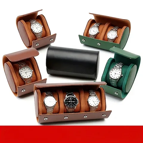 Portable Leather Watch Storage Box Travel Watch Roll Organizer With Metal Buckle Protective Watch Case For Men Women