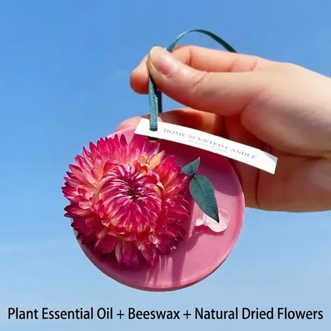 Handmade Natural Beeswax Scented Wax Tablet Closet Deodorizer With Dried Flowers CITTA Design Home Fragrance Hanging Ornament