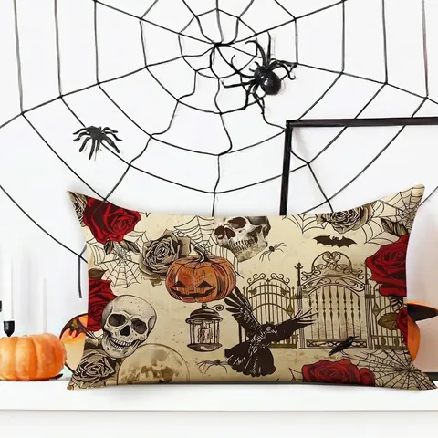 Halloween Geest Zwarte Kat Vleermuis Lendenkussensloop Decoratieve Linnen Kussenhoes Voor Bank Bed Home Decor Vakantie