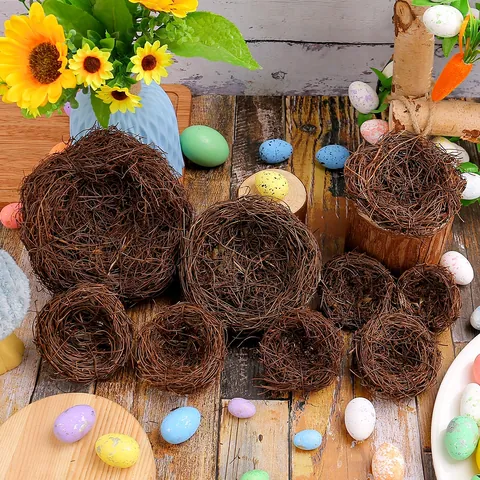 Ostern Vogelnest Dekoration Natürliches Rattan Geflochtenes Zweignest Für Garten DIY Handgefertigte Totholz Vogelhaus Ornament Dekor