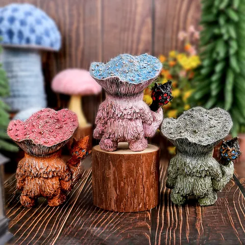Magische Märchen Pilz Gnom Monster Ornament Harz Handbemalt Statue Garten Haus Schreibtisch Deko Fantasy Kreatur Skulptur Geschenk