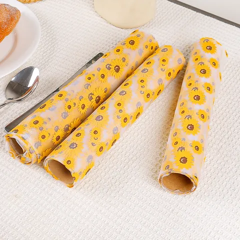 Sunflower Printed Polyester Mesh Roll Table Runner Decorative Mesh Fabric For Party Wedding Dining Table Home Decor Pastoral Style