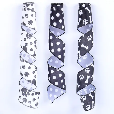 Nastro Animato Con Zampe di Cane Per Fiocchi Fai da Te Confezioni Regalo Per Animali Motivo a Pois e Ossa Decorazione per Feste