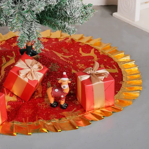 Weihnachtsbaumdecke 90cm Bedruckt Schneeflocke Elch Weihnachtsbaum Matte Basis Abdeckung Dekorationen Für Zuhause Feiertag Party Deko