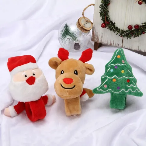 Pluche Kerst Klaparmband Kerstman Rendier Kerstboom Snap Polsband Feestelijke Party Favor Kerstcadeau Voor Kinderen Jongens Meisjes