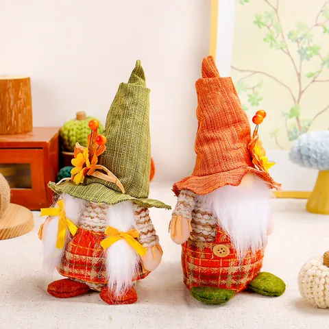 Thanksgiving Sunflower Gnome Rudolph Faceless Doll Plaid Autumn Harvest Dwarf Elf Ornament Home Desktop Showcase Decor Gift