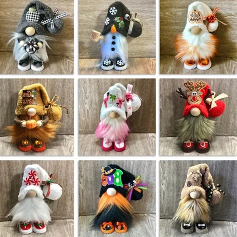 Seasonal Faceless Gnome Doll Plush Desktop Decoration For Christmas Halloween Thanksgiving Home Office Autumn Party Ornaments