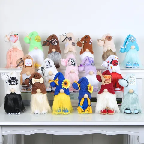 Plush Standing Holiday Gnome Faceless Doll Desktop Decoration Nordic Style Handmade Stuffed Ornament For Home Party Gift